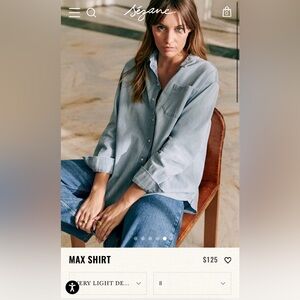 Sézane Max Shirt in Very Light Denim US8 FR40